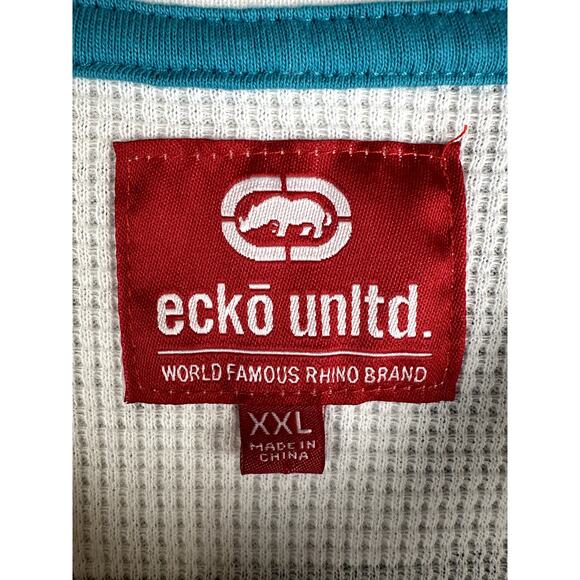 Ecko Unlimited E72 Thermal Long Sleeve Y2k Style Shirt White Black Mens 2XL XXL‎ - Picture 6 of 9